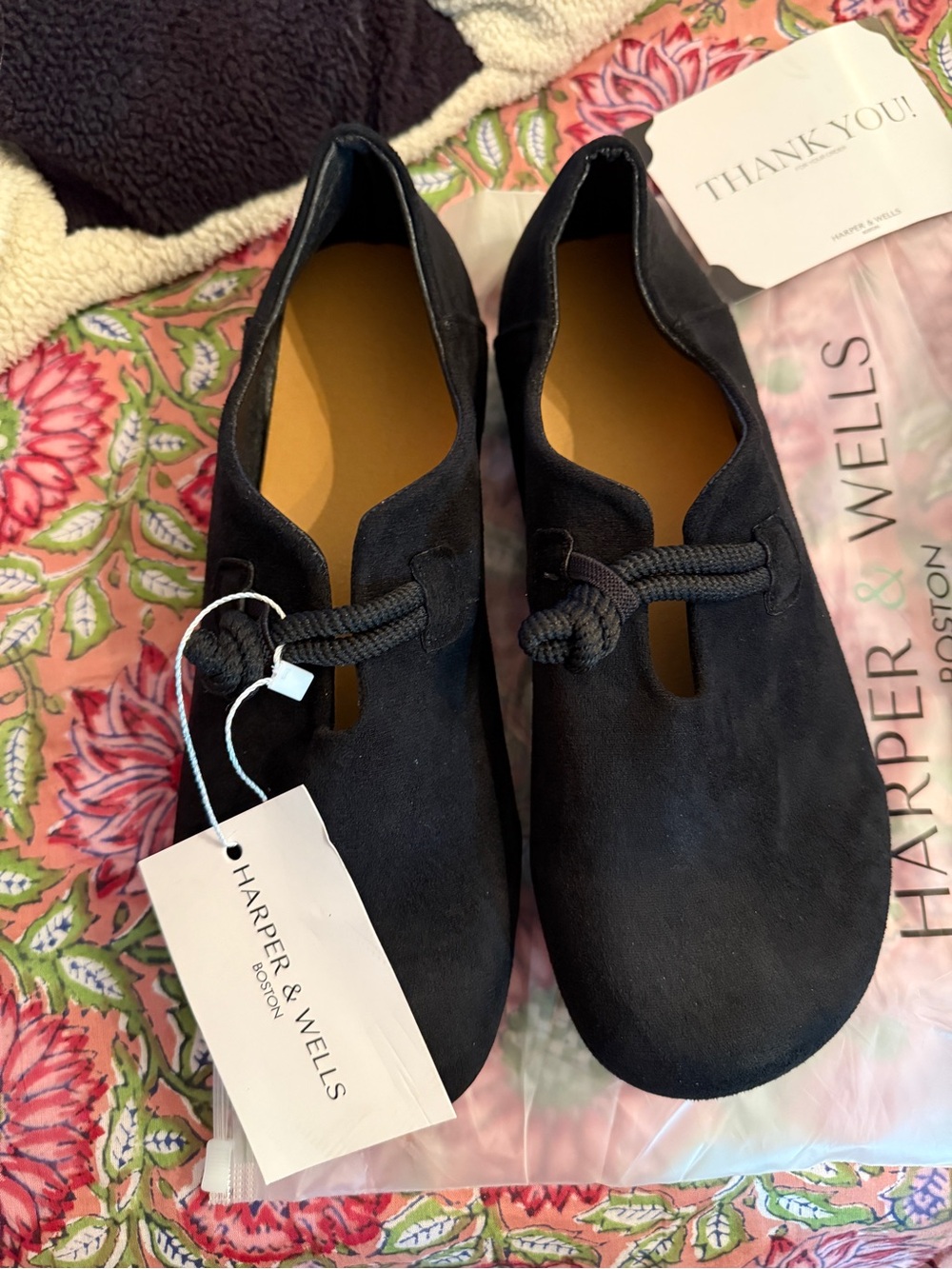 Camilla Black Lace-Front Suede-Look Comfort Flats - Picture 3 of 5